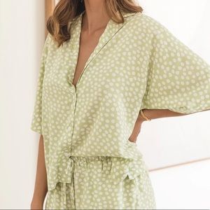 Piyama Marnie Sleep Set - Reverse Dot Sage Green
